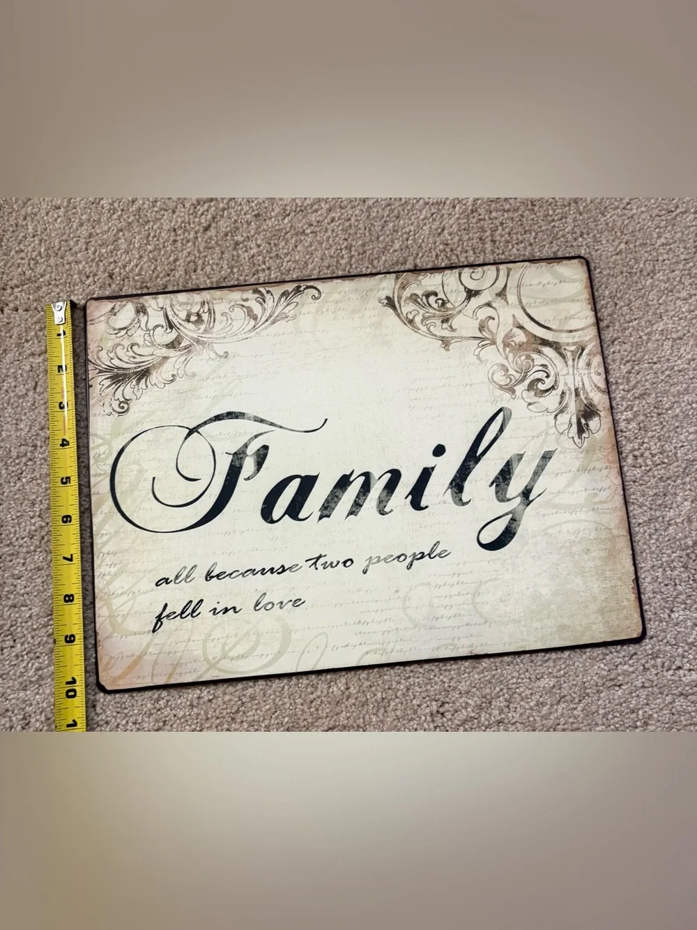Distressed Family Script Metal Wall Art